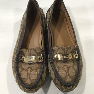 Coach Olive Brown Signature Canvas Loafers‎ Women's Size 7